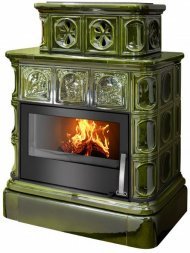 Печь ABX KARELIE P FOREST ТО кафельный цоколь зеленая
